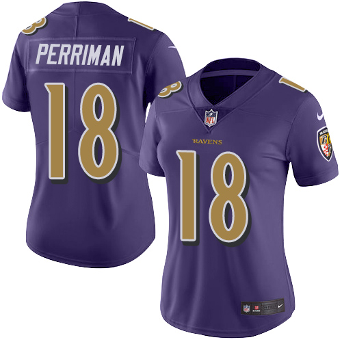 Women's Limited Breshad Perriman Nike Jersey Purple - #18 Rush NFL Baltimore Ravens